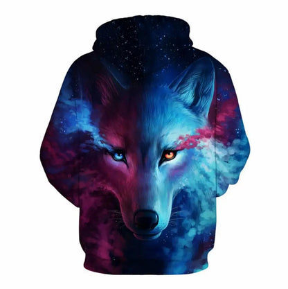 Bluzy z kapturem z nadrukiem 3D wilka, dla mężczyzn i kobiet, modne, casualowe, oversize, pulower w stylu hip-hop Harajuku, streetwearowe hoodie