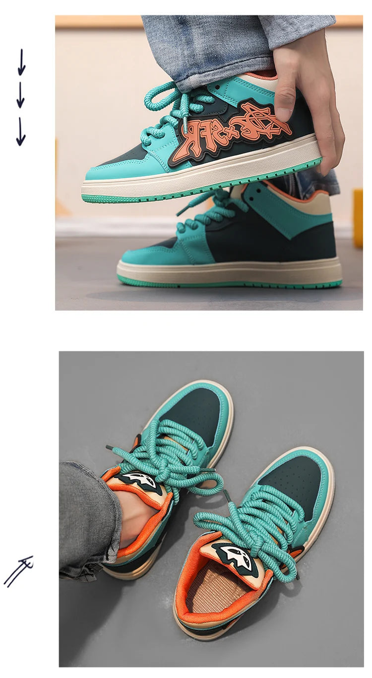 Modne niebieskie designerskie buty do skateboardingu dla mężczyzn, odzież uliczna, hip-hopowe trampki dla mężczyzn, luksusowe trampki na platformie do skateboardingu dla mężczyzn, buty do koszykówki dla mężczyzn