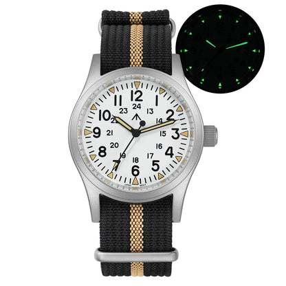 Militado ML05 38mm Vintage Watch VH31 Quartz Movement Field Watches Domed Sapphire Crystal With High Clear AR Coating Wristwatch