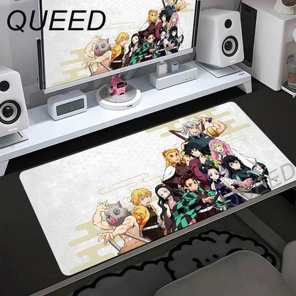 Podloga za računalni stol i tipkovnicu, anime podloga za miš, kawaii djevojka, 900x400mm, gumena protuklizna podloga za miš, Demon Slayers XL
