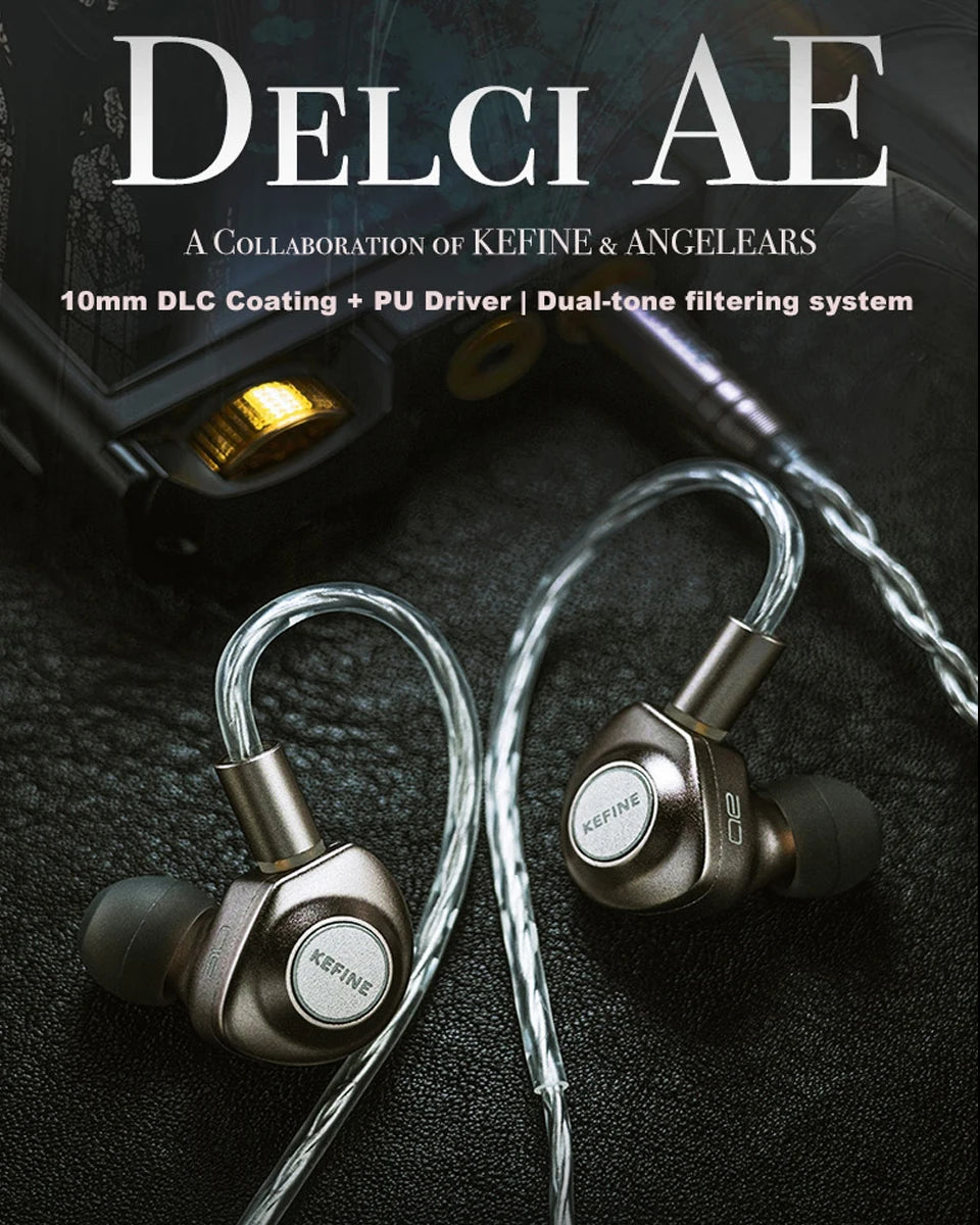 Auricolari cablati Kefine X ANELEARS Delci AE 10mm HiFi IEM – Monitor in-ear con driver DLC+PU e doppia sintonizzazione per musica e gaming