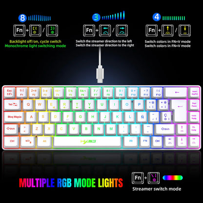 RGB backlit keyboard Russian 69 keys white membrane gaming wired ergonomic Keyboards for compact mini  for pc laptop color black