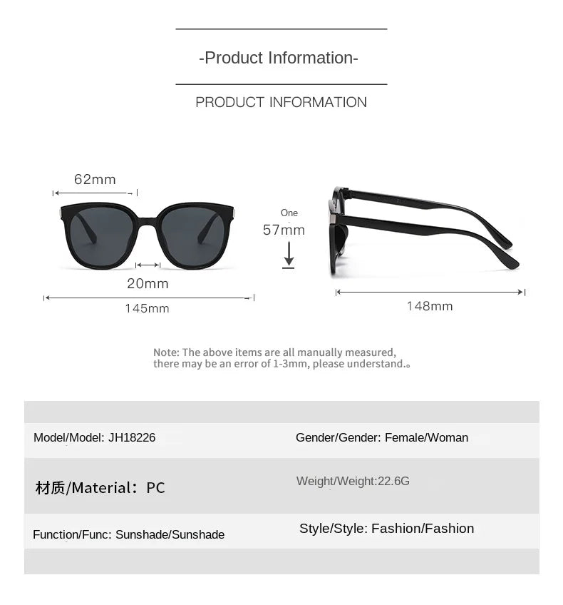 Fashion Korean Vintage Square Sunglasses Women Oversized Sunglass Men Retro Trend Black Sun Glasses Shades Goggle UV400 Eyewear