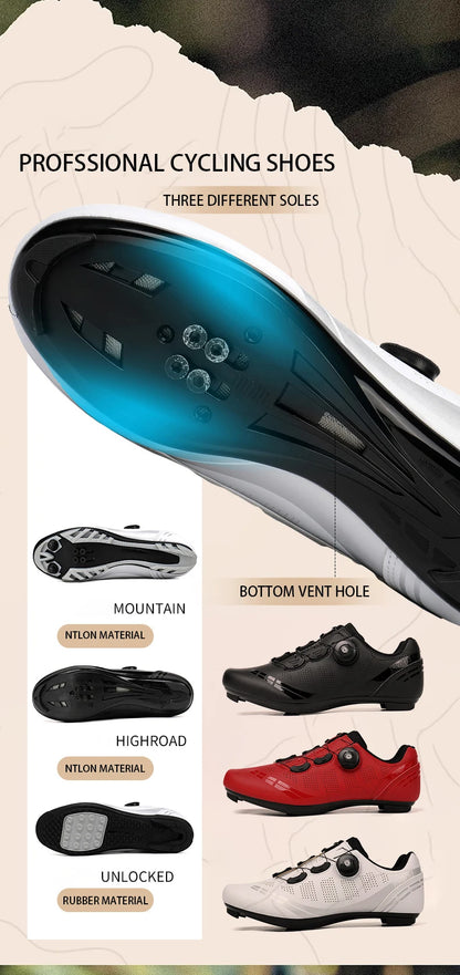 Zapatillas de ciclismo para hombre, bicicletas de carretera, mujer, competición, con cierre automático, velocidad, zapatillas deportivas de ciclismo, zapatillas de ciclismo con calas SPD para mujer