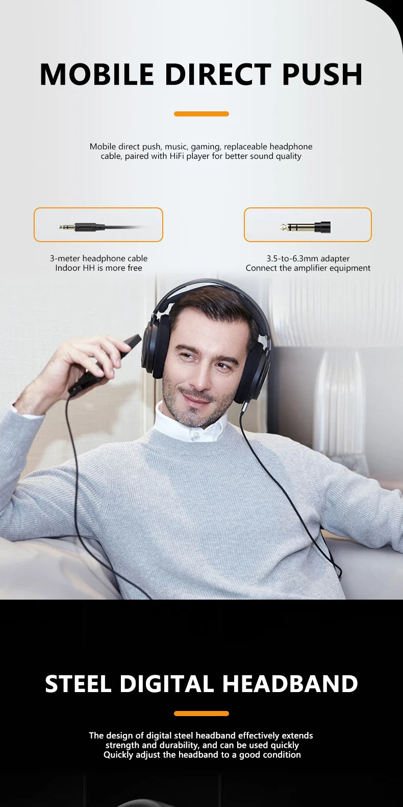 Original PHILIPS SHP9600 Wired HiFi Stereo Headphones Open-Back Over-Ear Gaming Headphones with 3.5mm & 6.3mm Audio Jack (SHP9500 Upgrade)