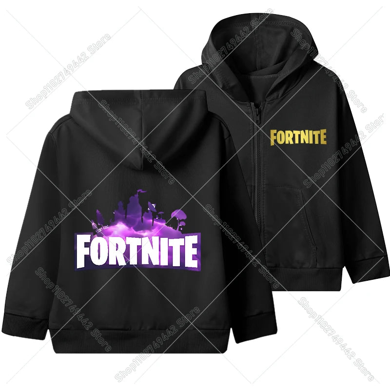 Juego de moda: sudaderas con capucha y cremallera de Fortnite. Chaqueta con capucha para niños. Sudadera fina de otoño. Ropa de manga larga para niño. Abrigo con capucha informal.