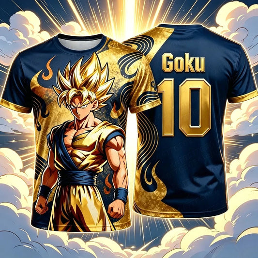 Dragon Ball Son Goku Cartoon Jersey Personality 2D Summer Quick Drying T-shirt Short Sleeve Top Animation Peripheral Wholesale