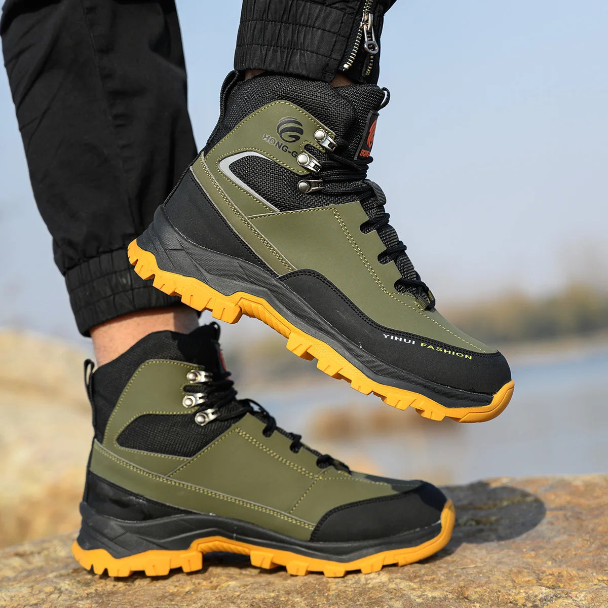 Chaussures de sécurité à embout en acier pour hommes, bottes de travail anti-perforation, chaussures de protection antidérapantes, chaussures de sport pour hommes