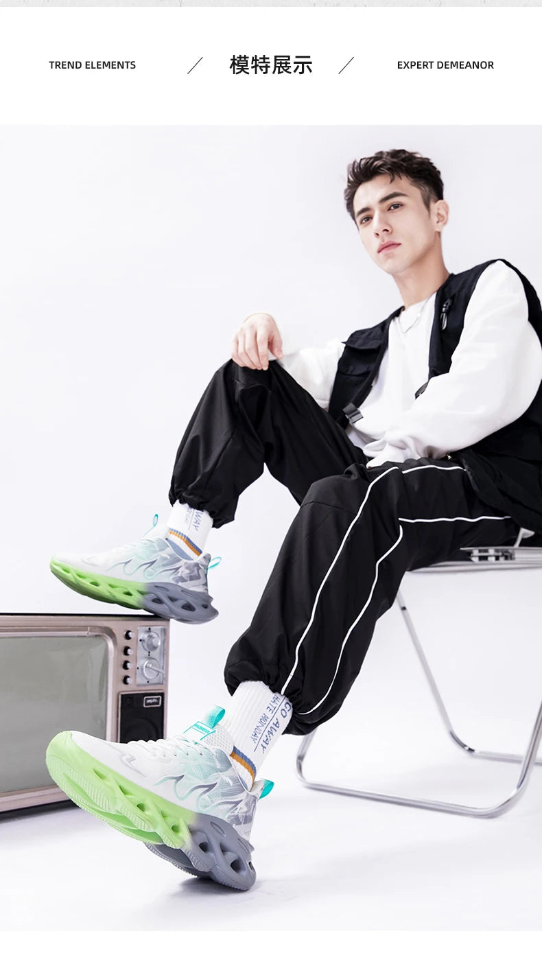 Men Running Shoes Breathable Mesh Sports Shoes Cushion Casual Sneakers Lightweight Comfortable Tennis Shoes Athletic Footwear