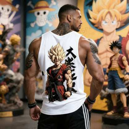 Anime Super Saiyan Son Goku Dragon Ball Gym Novi Harajuku Ljetni Muški Majica Bez Rukava Fitness Prevelika Neformalna Sportska Majica Bez Rukava Y2k