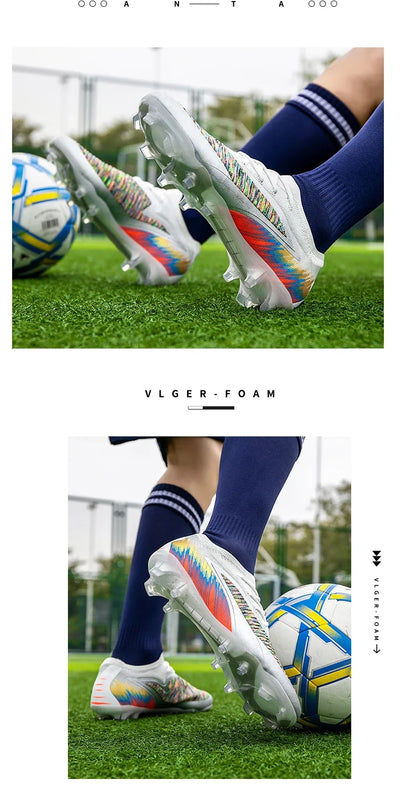 Men Football Boots Shoes FG Soccer Shoes Non-Slip Cleats Ultralight Soccer Match Long Spikes Outdoor Training Drop Shipping