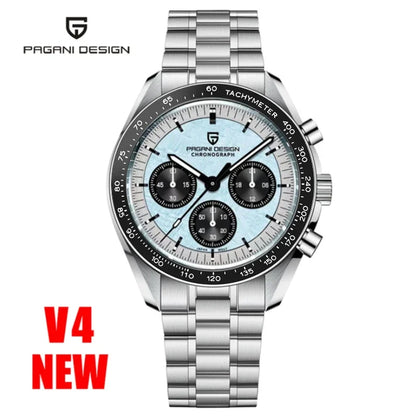 PAGANI DESIGN herenhorloge „New Moon“ – Luxe quartzhorloge, chronograaf, saffierglas met antireflectiebehandeling, keramische lunette, lichtgevende wijzers