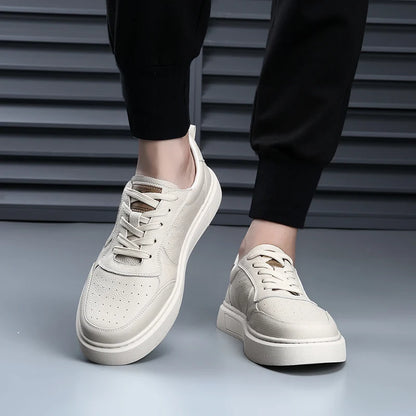 DIMANYU Men's Sneakers Genuine Leather 2026 New Summer Casual Shoes Men Platform Lace-up Simple Fashion Breathable Shoes Men