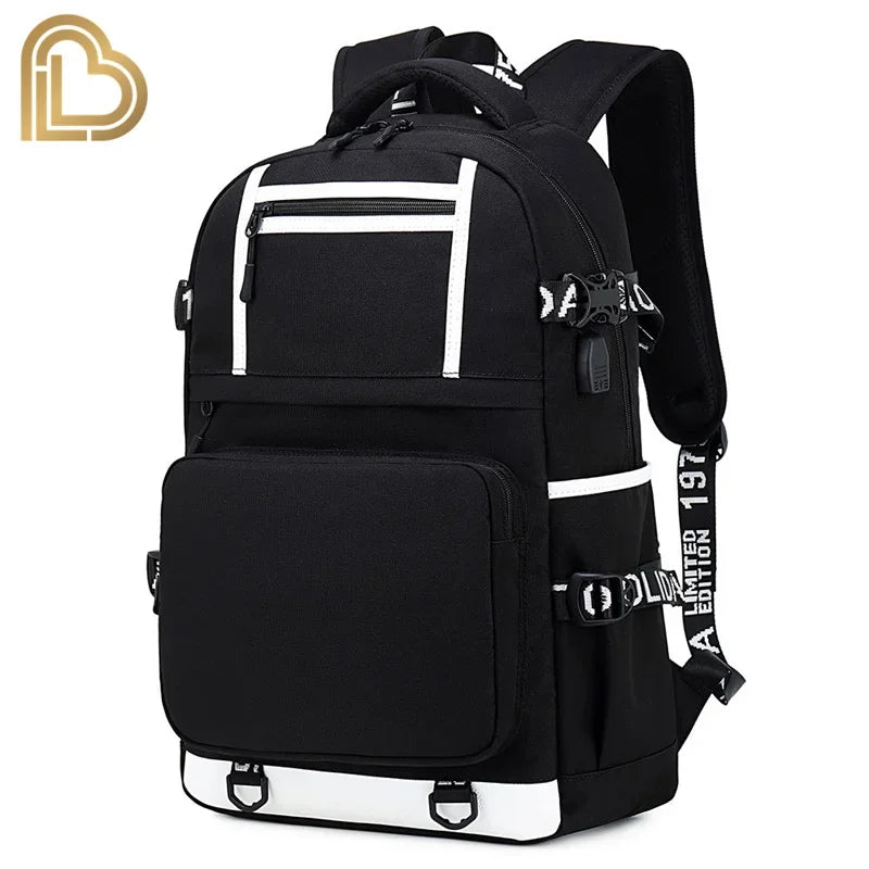 Ultima Knight F-Fortnited Battle Royale Backpack with USB Charging Anime Figures Study Stationery Compartment for Students