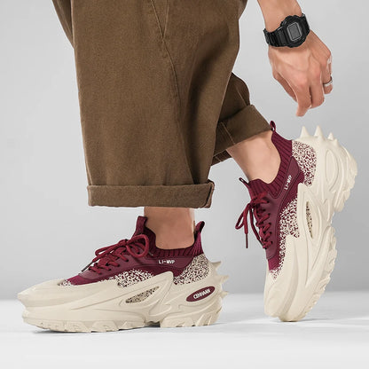 Męskie buty sportowe z elastyczną, grubą podeszwą, antypoślizgowe buty do ćwiczeń na świeżym powietrzu, uniwersalne buty do codziennego noszenia, modne buty uliczne, buty do spacerów