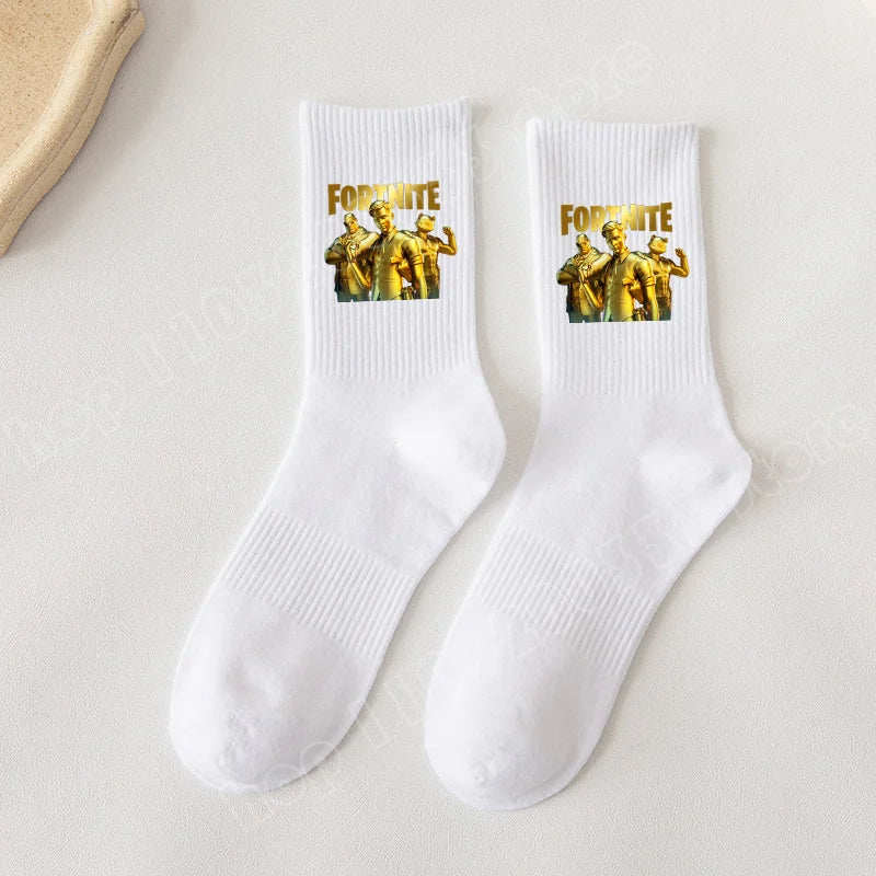 Fortnite Socks Cartoon Game Character Long Socks for Kids and Students in Spring and Autumn Solid Color Cotton Socks Birthday Gifts