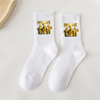 Fortnite Socks Cartoon Game Character Long Socks for Kids and Students in Spring and Autumn Solid Color Cotton Socks Birthday Gifts