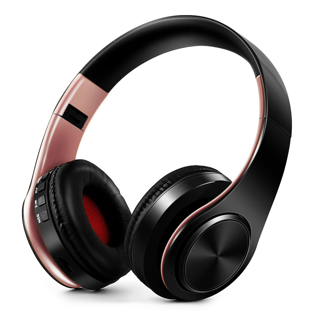Casque Bluetooth sans fil stéréo AYVVPII avec radio FM et prise en charge de la carte SD avec micro pour téléphone portable Iphone Sumsamg tablette MP3