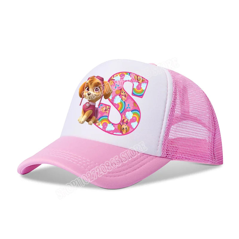 Paw Patrols Baseball Cap Skye Cartoon Anime A-Z Letters Printed Girls Headwear Summer Athleisure Adjustable Fashion Hats Gift