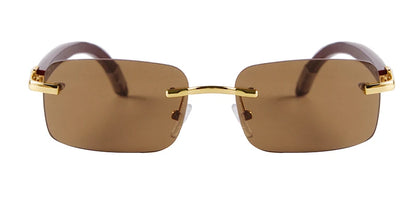 Classic Stylish Rectangle Rimless Sunglasses Women Men Brand Design Luxury Vintage Sun Glasses Frameless Wood Leg Frame Eyewear