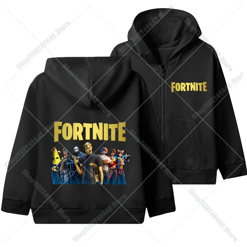 Juego de moda: sudaderas con capucha y cremallera de Fortnite. Chaqueta con capucha para niños. Sudadera fina de otoño. Ropa de manga larga para niño. Abrigo con capucha informal.