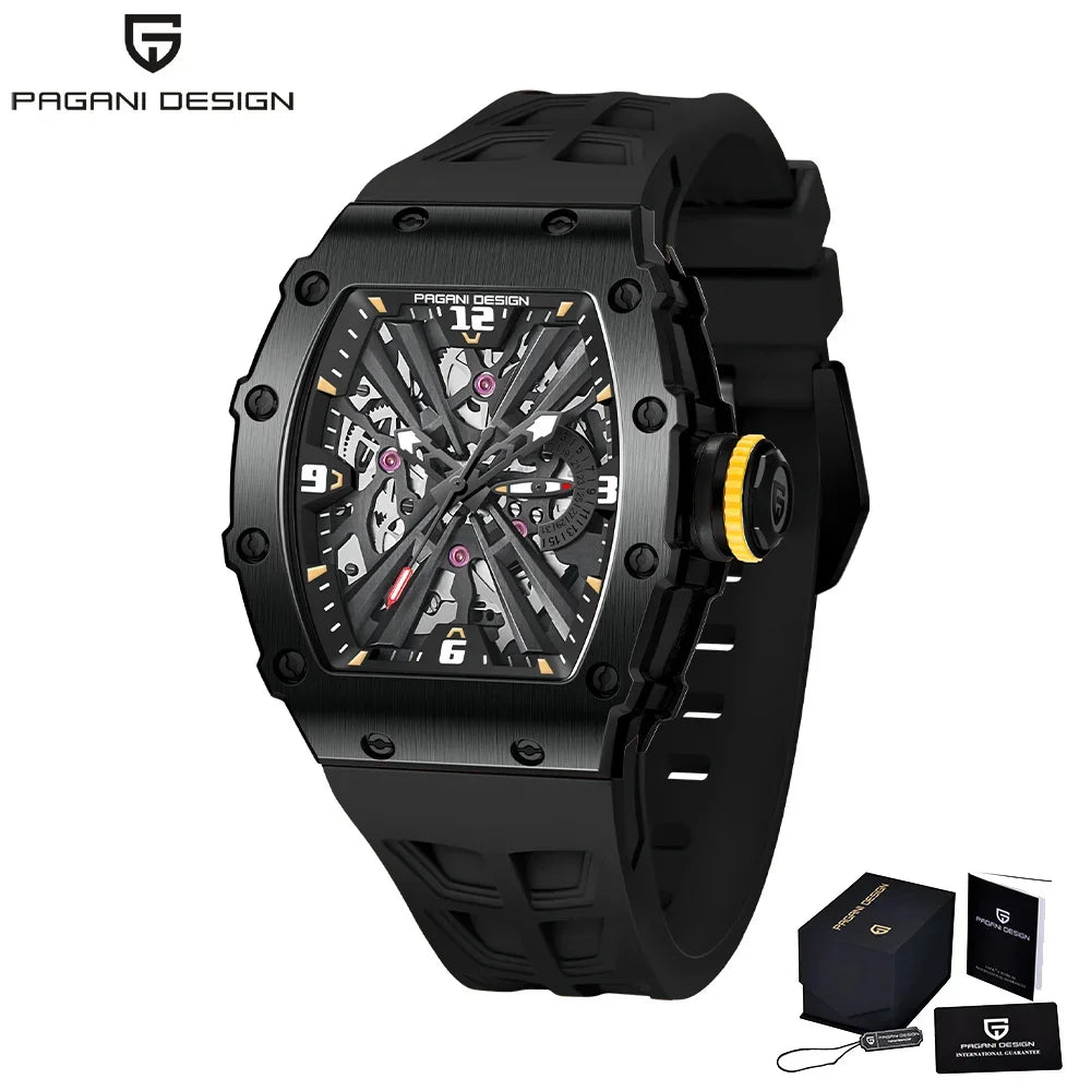 PAGANI DESIGN 42 MM Herren-Skelett-Quarzuhr Japan VH65 Saphirglas Edelstahl 50M wasserdicht Armbanduhren PD1738 Neu
