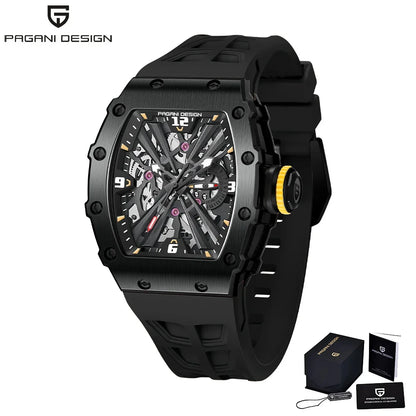 PAGANI DESIGN 42 MM Herren-Skelett-Quarzuhr Japan VH65 Saphirglas Edelstahl 50M wasserdicht Armbanduhren PD1738 Neu