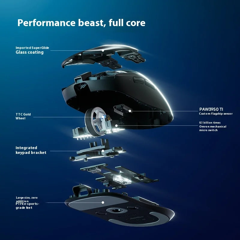 MCHOSE A7 V2 Ultra+ Wireless Mouse Tri-Mode Lightweight Paw3950 Ti 42000dpi 500mah Pc Esports Laptop Gaming Mice Accessories