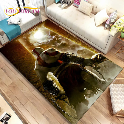 God of War Game Gamers Kratos  Area Rug,Carpet Rug for Living Room Bedroom Sofa Doormat Decoration, Kids Play Non-slip Floor Mat