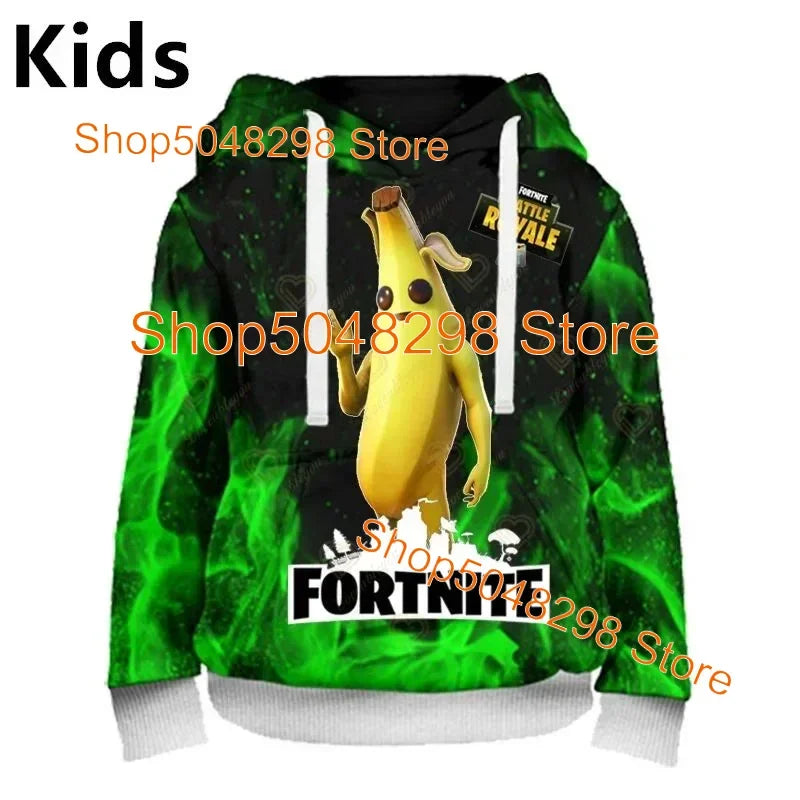 Męskie i damskie bluzy z kapturem z nadrukiem 3D Battle Royale z motywem Fortnite Victory – bluzy z kapturem dla chłopców i dziewcząt w stylu streetwear