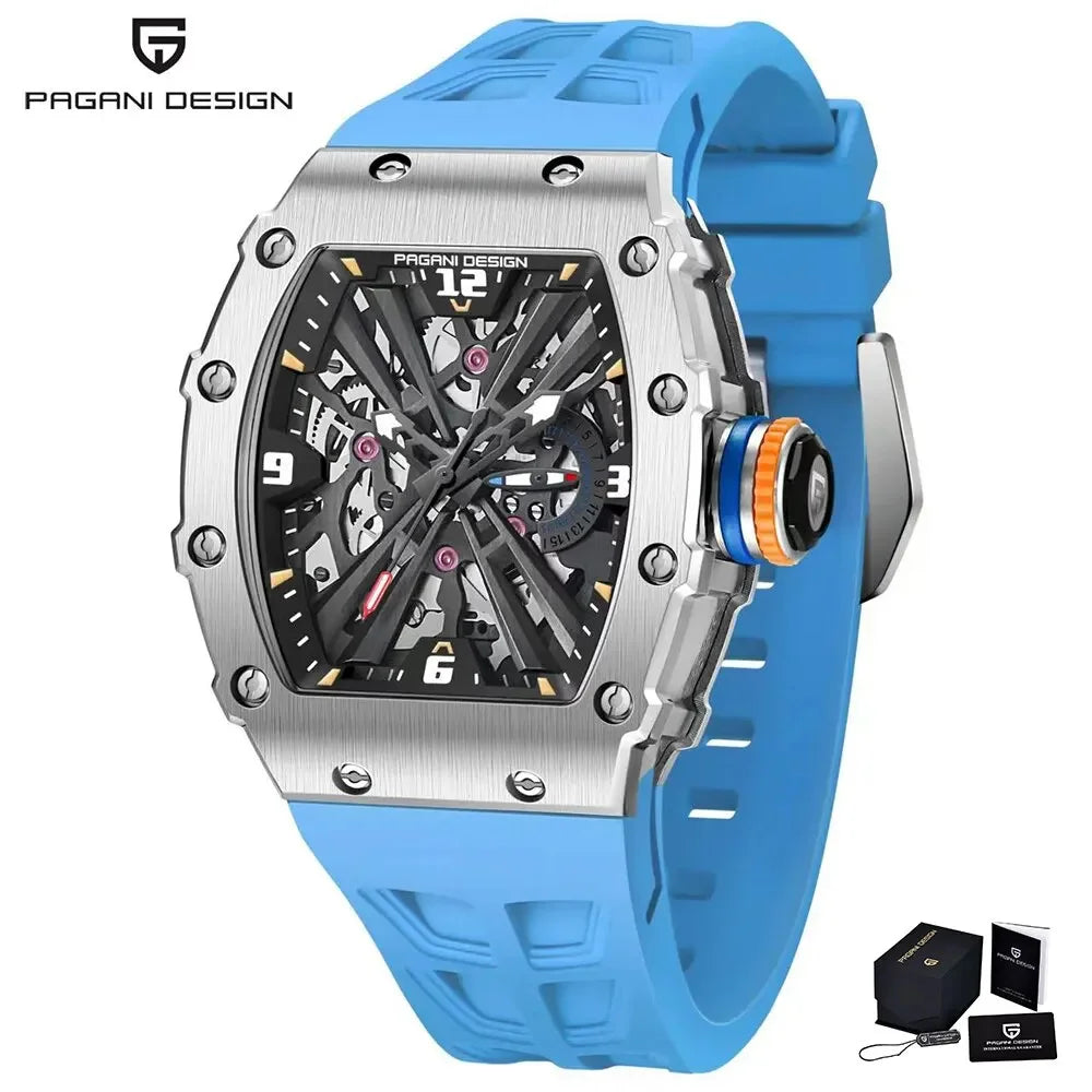 PAGANI DESIGN 42 MM Herren-Skelett-Quarzuhr Japan VH65 Saphirglas Edelstahl 50M wasserdicht Armbanduhren PD1738 Neu