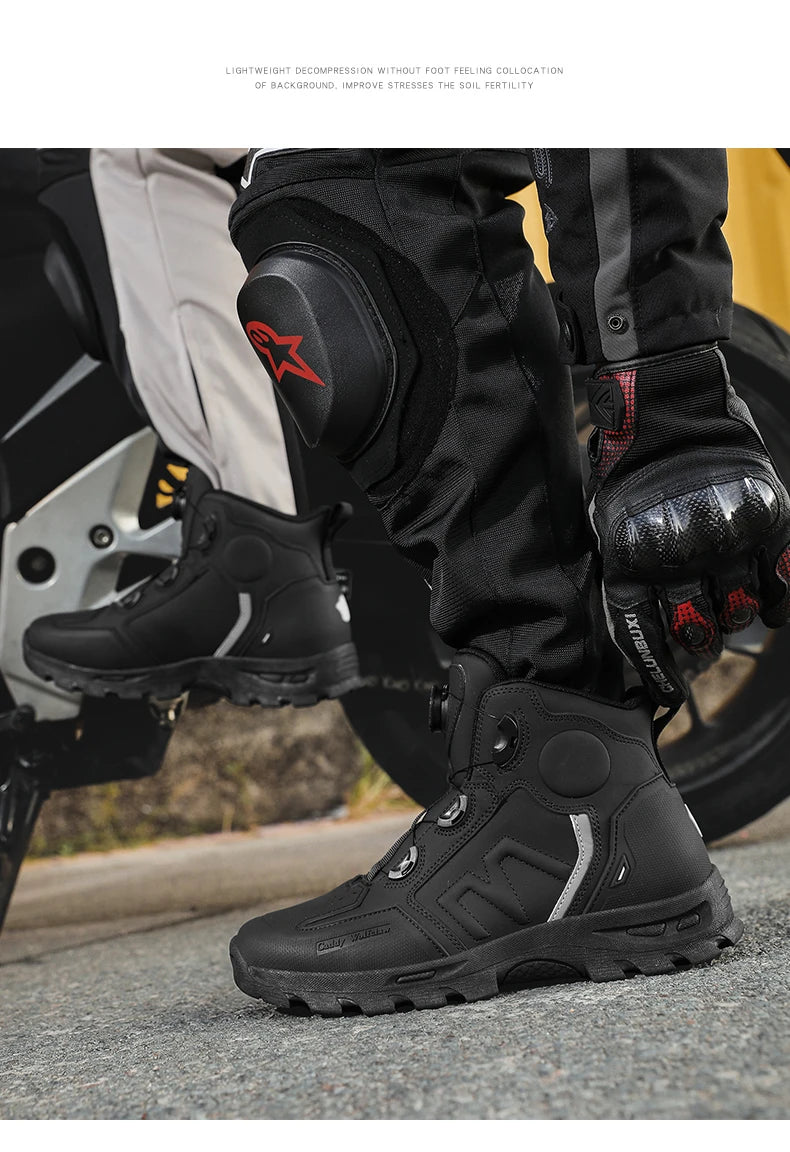 Bottes de moto imperméables pour hommes, chaussures de cyclisme pour Motocross, course de moto tout-terrain, Anti-chute, équipement respirant doux