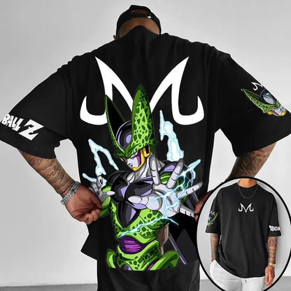 T-shirt de algodão de manga curta com estampado de Dragon Ball Z – Son Goku e Vegeta – Roupa para homem e mulher – Estilo Harajuku, Y2K, vintage, verão, streetwear