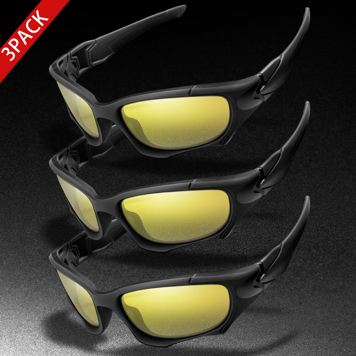 3-PACK Trendy Outdoor Tactics Sports Sunglasses Men and Women Cycling Glasses Driving Camping Travel Colorful Goggles