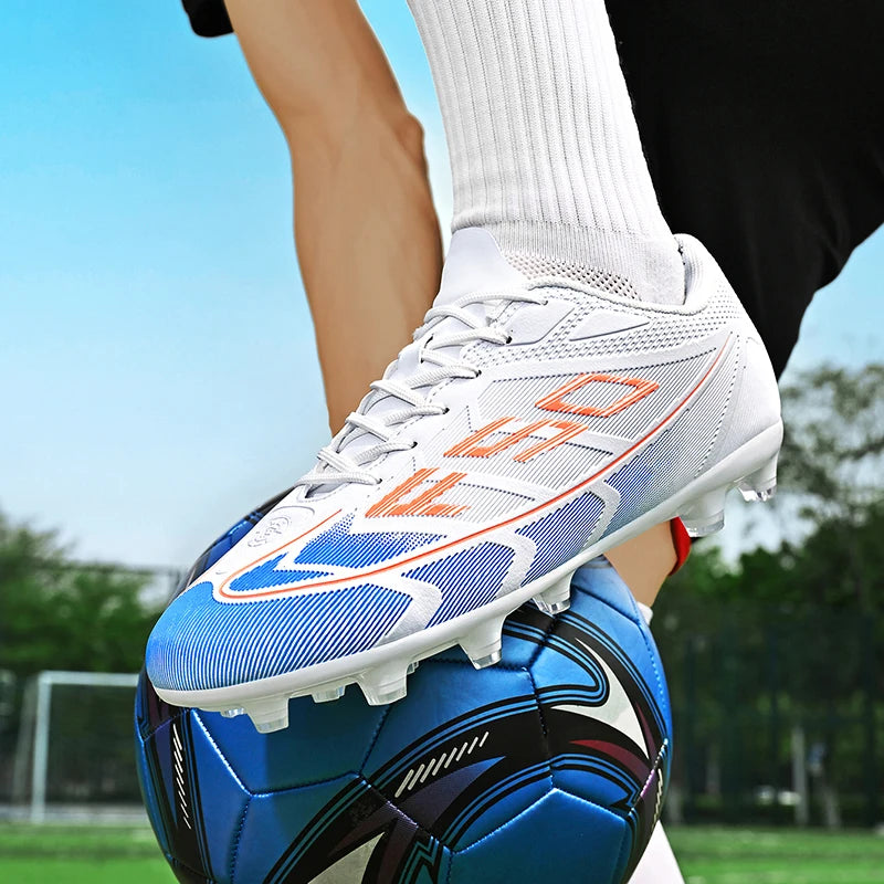 Chaussures de football populaires à tige basse FG/TF, unisexe, pour terrain, entraînement rapide, crampons antidérapants à crampons longs