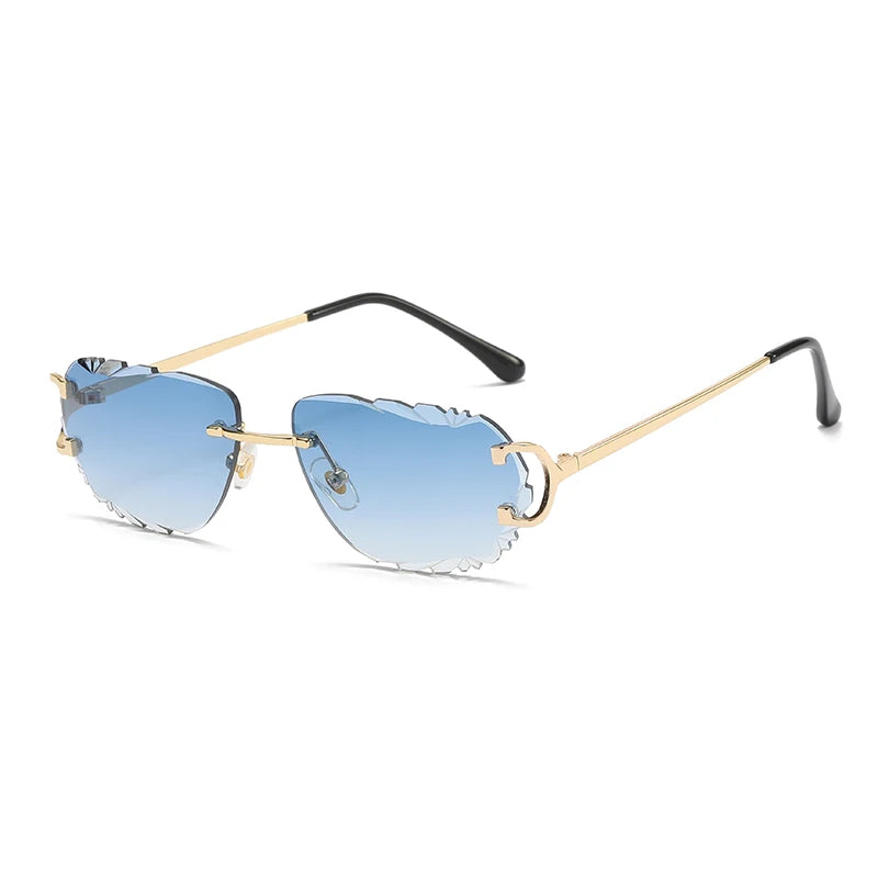 Retro Sunglasses For Men And Women High-End Frameless Fashion UV400 Irregular Cut Lenses Women Sun Glasses