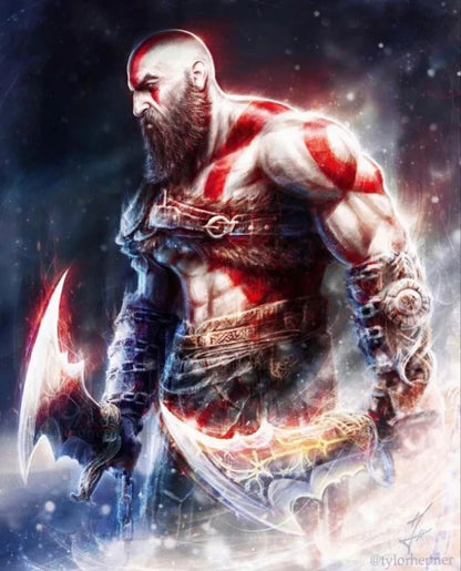 God Of War Ragnarok 5D DIY Diamond Painting Kit Greek Mythology Kratos Art Mosaic Cross Stitch Handcraft Home Room Decor Gift