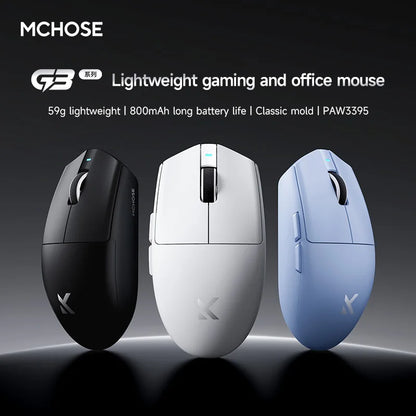 MCHOSE G3 V2 Pro trådløs gamingmus, tri-mode Bluetooth, 800mAh, genopladelig, let, tilpasset ergonomi, esportsmus