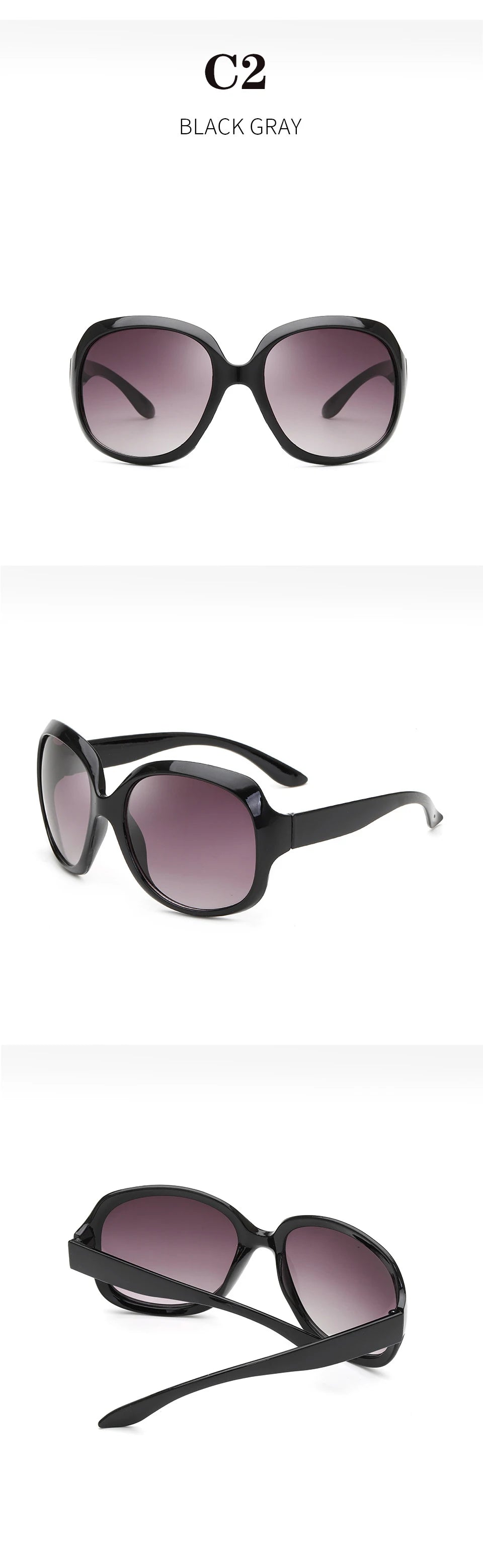 Oversized  Sunglasses Women Luxury Brand Designers Oval Sun Glasses Vintage Black Shades UV400 zonnebril dames