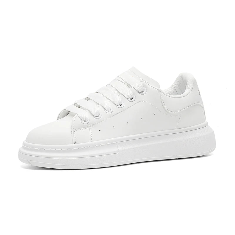 White Minimalist Sneakers for Men Comfy Leather Casual Sneakers Platform Skateboard Shoes Outdoor Low-Cut Men's Sports Shoes