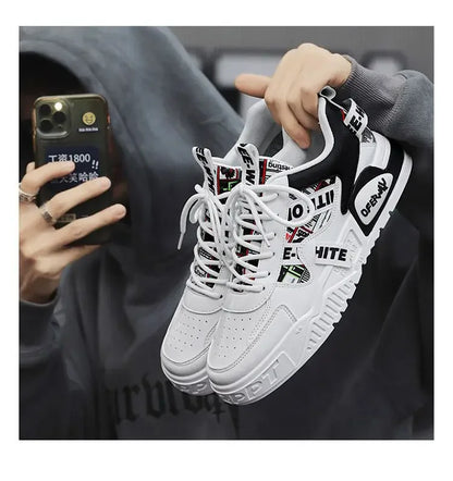 Casual mode lædersneakers Nye skateboard-herresko Udendørs løbesko Sportssko Vandreture Tennis Plateausko Luksusfodtøj