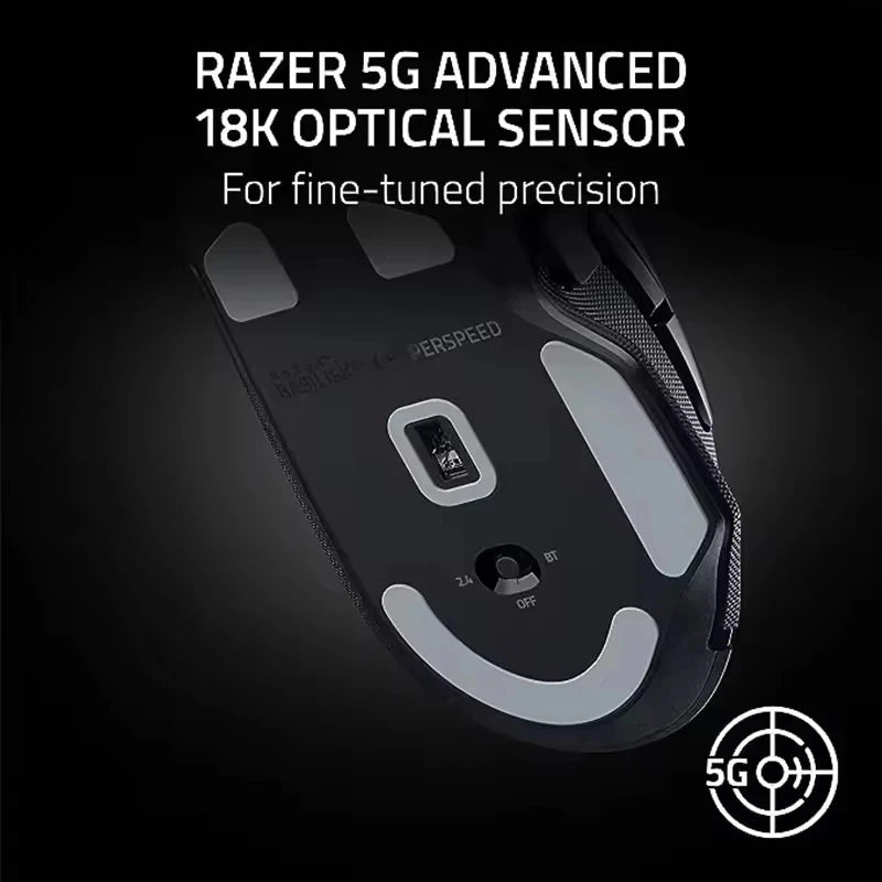 Mouse gaming wireless originale Razer Basilisk V3 X HyperSpeed personalizzabile, sensore ottico 18K, Chroma RGB, 9 comandi programmabili