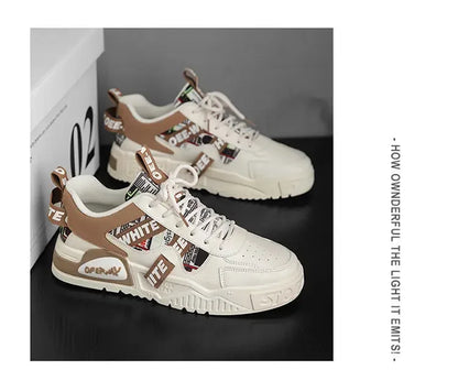 Casual mode lædersneakers Nye skateboard-herresko Udendørs løbesko Sportssko Vandreture Tennis Plateausko Luksusfodtøj