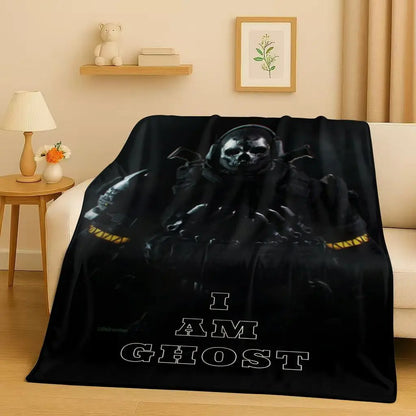 HD Classic Gun Game Call of Duty COD Ghost Simon Flannel Blanket,Ultra Soft Warm Plush Throw for Home Bedroom Bed Sofa Cover Kid