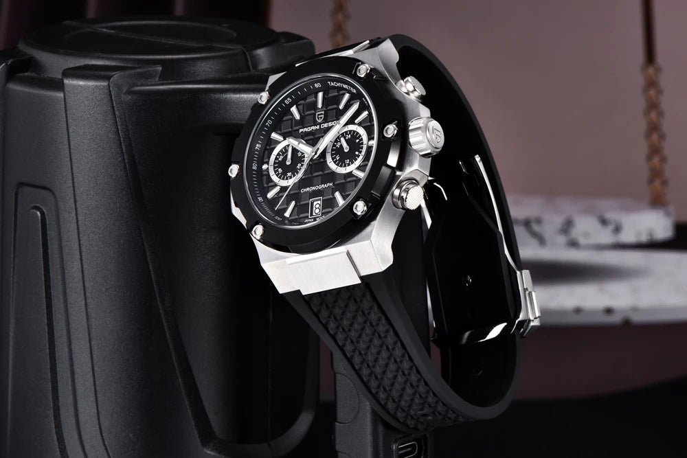Relojes de cuarzo para hombre PAGANI DESIGN: cronógrafo deportivo de lujo, hermético, con agujas luminiscentes y cristal de zafiro con tratamiento antirreflectante