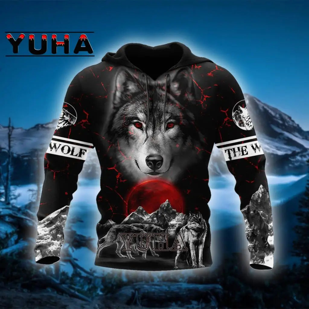 Wolf-Print-Hoodies für Herren, 3D-Hoodies, Marken-Sweatshirts, Jacken, hochwertiger Pullover, modische Trainingsanzüge, Animal-Streetwear für draußen