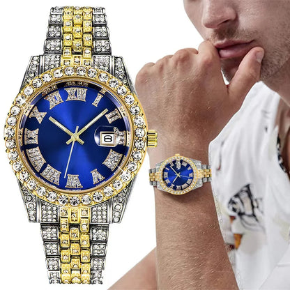New Luxury Diamond Watch for Men Women Hip Hop Iced Out Watch Unisex Quartz Wristwatch Date Clock Relogio Masculino Dropshipping