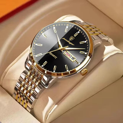 Montre homme POEDAGAR Business Quartz, acier inoxydable, étanche, date lumineuse, montre-bracelet de luxe décontractée pour homme