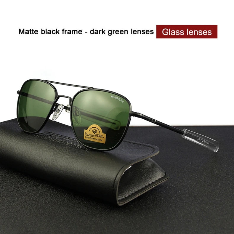 RE Sunglasses Man American Army Military Aviation Pilot Sun Glasses Glass Lens Woman Luxury Brand Vintage Metal Titanium Frame