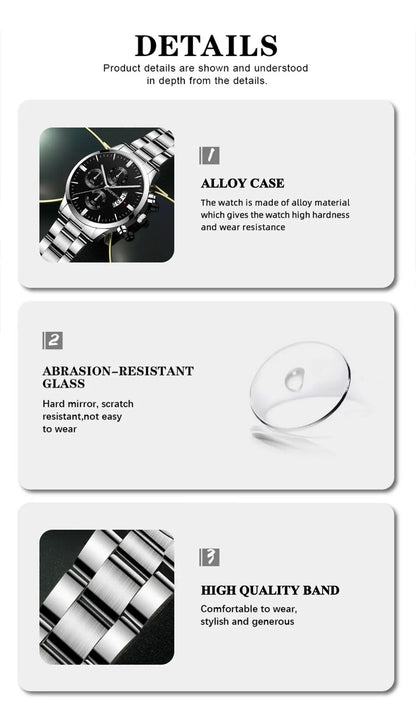 Fashion Men Watch Luxury Calendar Quartz Wrist Watch Business Watches Man Clock Male Bracelet Wristwatch